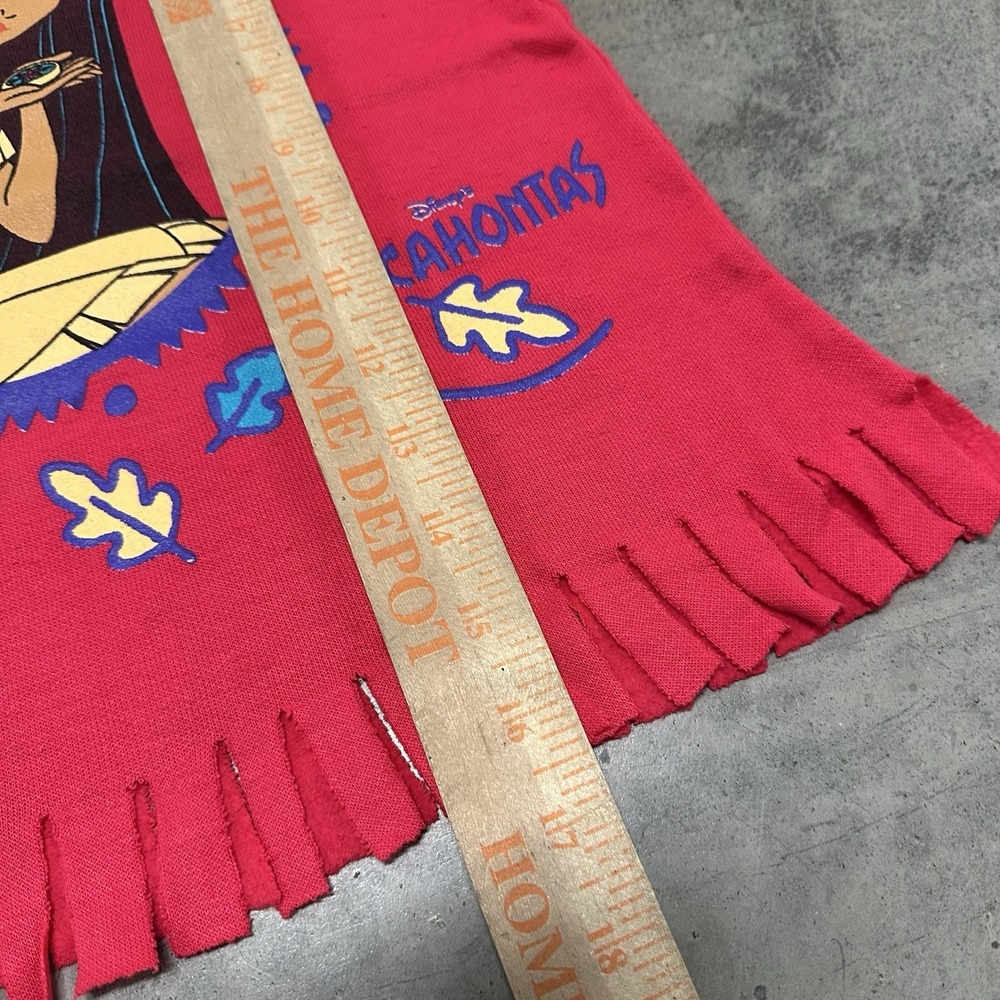 90s Kids Disney Pocahontas T-Shirt Size M 5/6 Longsleeve Fringe Pink - Picture 7 of 10